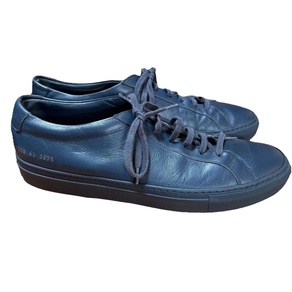 Common Projects ORIGINAL ACHILLES LOW Navy Leather Men 43 EU 10 US Made In Italy - Picture 6 of 12